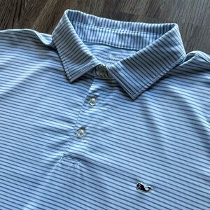 Vineyard Vines On The Go Sankaty Polo Blue and White Stripes Men’s XL